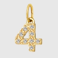 Gold number 4 pendant with sparkling cubic zirconia pavé setting for DIY jewelry - Number 4