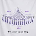 Purple woven plush toy hammock with tassels measuring 90x90x120cm for wall storage - Purple Wood Beads