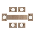7-piece table runner and placemat set with bamboo texture for formal dining setup - Light Brown Bamboo Texture
