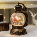 Farol de Navidad vintage de bronce con figuras de Papá Noel y muñeco de nieve luminosos - Papá Noel y Niño / Bronce (Papá Noel y Niño)