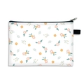 Blumige Kosmetiktasche weißer Reißverschlussbeutel mit rosa gelben Blumen für Reisen - 04-Weiß Klein Floral