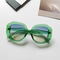 Gafas de sol oversize irregulares con montura verde translúcida y lentes degradados - Verde Transparente