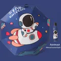 Navy blue astronaut space theme foldable umbrella with matching sleeve for students - Manual Inverted - Astronaut [Reflective Strip]