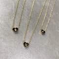 Minimalist gold heart initial pendant necklace with B U K letters in stainless steel - Alphabet Series Collection
