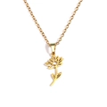18k gold plated stainless steel necklace with lotus flower pendant for July birthday - July Gold