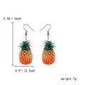 Kreative gelbe Ananas-Ohrhänger aus Acryl mit Größen- und Gewichtsangaben im Bild - Ananas