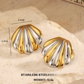 Orecchini a conchiglia bicolore in acciaio inossidabile oro e argento, 2.9cm - Stile a Forma di Conchiglia(1618)
