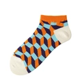 Calze corte in cotone con motivo geometrico 3D arancione e blu navy per uomo e donna - 36-44 / Geometrico 3D Arancione Blu