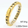 Pulsera de hombre en acero de titanio trenzado dorado con cierre plegable de 220x13mm - Estilo de Textura Vintage Dorado (C款金色KB180069-KJX)