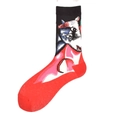Artistic oil painting crew socks featuring abstract patterns in red and black cotton blend - Abstract Art Red
