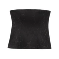 Top a fascia nero sexy con trama a pieghe e motivi metallici argentati - XS / Nero