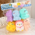 Set of 6 colorful dinosaur squishy bath toys for kids in retail bag packaging - 6-Piece Mini Dinosaur & Duckling OPP Bag