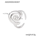 Verstelbare zilverkleurige titanium ring met spiraalvormig ontwerp, 1,7 cm diameter, gepolijst - Spiraal Open Ring / Zilver