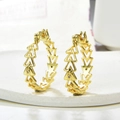 Elegante gouden geometrische ronde oorringen met fonkelende kristallen voor dames - Geometrische Holle Driehoeksvorm (ZYN-DME294G-3)
