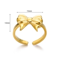 Minimalist gold bow ring with adjustable open design and 15mm width bow detail - Bright Rounded Bowknot Style (JZ6365) / Gold