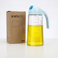 Bouteille d'huile en verre bleu de 630ml avec graduation et couvercle auto - 630ml / Standard / Bleu