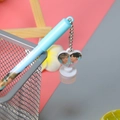 Light blue gel pen featuring a BTS heart pendant with member portrait and metal chain - BTS Stamp - Blue