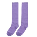 Knit purple striped over-the-knee Christmas socks for girls featuring ribbed cuffs - One Size (7-12Y) / Taro Purple