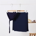Navy blue modal stretch inner cap and pearl chiffon scarf set on a wooden hanger - No.2 (Navy)