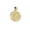 Detailed close-up of 18k gold Cancer zodiac charm pendant with textured radial design - Cancer (YE040-4)