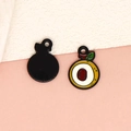 Mini orange slice alloy pendant with colorful enamel and hanging loop for DIY jewelry - Longan - Black (29-Black)