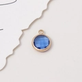 Blue 10mm round faceted crystal pendant with gold bezel for DIY jewelry making - Light Blue