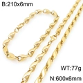 Set de joyería de acero inoxidable dorado con collar de 600mm y pulsera 210mm - Collar / Dorado