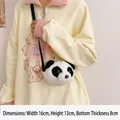 Plush panda crossbody bag for girls, black and white faux fur, 16x13x8cm size - Style 11 Small Panda Bag