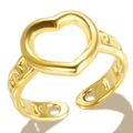 Golden minimalist heart-shaped open ring with hollow chain textured band for women - Style E Gold