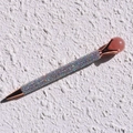 Detail of colorful rhinestone ballpoint pen with rose gold trim and pink stone top - Strawberry Quartz