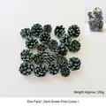 One pack of dark green natural pine cones with artificial snow for DIY holiday decor - Dark Green Pine Cone / 154g/Pack / Dark Green
