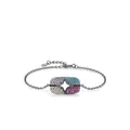 S925 sterling silver bracelet featuring a star cutout and colorful zircon pavé inlay - Color Block Star Style (RHB1966)