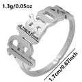 Adjustable silver 304 stainless steel ring with gothic BABY letter design for men and women - Pisces / Silver