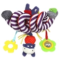 Purple striped spiral plush baby toy with blue cow and hanging rattle for stroller - Bird Spiral Toy