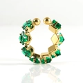 18K gold-plated adjustable ring featuring square emerald-green zircons in a minimalist style - 511 Green Zirconia