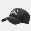 Vintage washed black cotton baseball cap with Mom of Sassholes embroidery, 45-degree angle - Adjustable / Washed Black