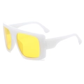 Oversized white rectangular sunglasses with transparent yellow lenses in Y2K vintage style - Jelly White Yellow