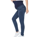 Jeans premaman skinny blu scuro a vita alta con fascia elastica di supporto addominale - S / Acqua