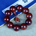 Dark red sandalwood prayer beads with small gourd pendant and Chinese knot tassel - Premium Accessory Style / 25mm*10 Beads