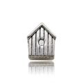 Antique silver finish metal house charm bead with textured surface for jewelry making - 1pc House Bead