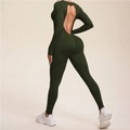 Dunkelgrüner nahtloser rückenfreier Yoga-Body für Damen Fitness und Training - Armeegrün