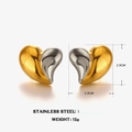 Pendientes de corazón en dos tonos de oro y plata fabricados en acero inoxidable - Pendientes(ZN977) / Pendientes de corazón bicolores