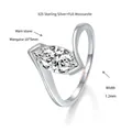 Detail of 10x5mm marquise moissanite ring set in 18k gold plated 925 silver band - US 8 / White Gold