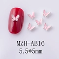 Macro shot of 5.5x5mm pink butterfly nail charm with silver edge model MZH-AB16 - Pink Silver Edge Small Butterfly Style (AB16)