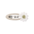 Handcrafted crochet hair clip featuring a white daisy flower on a beige woven BB clip - Style 1-Beige Woven Daisy BB Clip