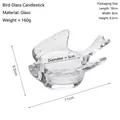 Bougeoir en verre transparent en forme d'oiseau avec longueur 11cm et fente interne 5cm - Photophore Oiseau en Verre Transparent