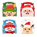 Weihnachtliche Geschenkboxen aus Papier für Kekse und festliche Party-Snacks mit Griff - Papierbox Set mit Griff / 12 Stück/Packung (4 Stile) / bunt