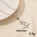 Silver Baphomet goat head inverted cross pendant necklace in 43x27mm stainless steel - Baphomet Inverted Cross (S1527-S+N22-S)