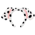 Plüschiges Dalmatiner Haarreifen mit Hundeohren und rosa Innenfutter für Cosplay Kostüme - Rosa Geflecktes Kurzplüsch-Stirnband