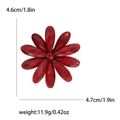 Spilla a fiore in acrilico rosso alla moda con gemma centrale e petali testurizzati - Rosso